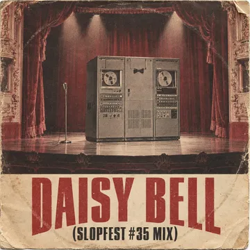 Vinyl single sleeve: a mainframe in a bow tie on the Staatsoper stage, 'DAISY BELL (SLOPFEST #35 MIX)' in sixties type