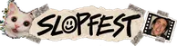Slopfest banner printed on the back